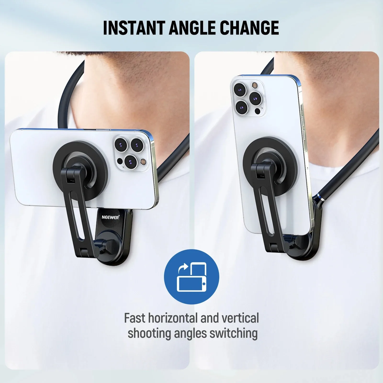 Neewer Magnetic Neck Holder for Action Camera & Phone Hands Free Neck Tripod Chest Mount Compatible with Insta360