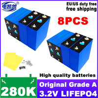 8pcs LiFePO4 3.2V 280Ah 304Ah 105Ah Battery Original Cell Deep Cycle Grade A For DIY 12V 24V 48V Lithium Battery Pack NO TAX