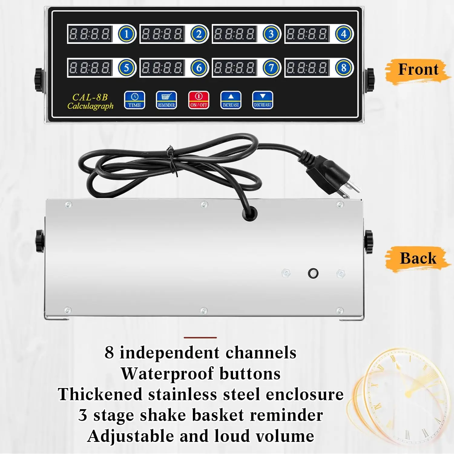 Commercial 8 Channels Digital Timer Multi-function Alarm Clock for Bakery Restaurant Kitchen Use