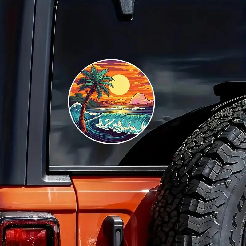 Hawaii Beach Car Sticker Ocean Waterproof Vinyl Decal on Bumper Rear Window Laptop Self-adhesive Decal For Car Accessories TM132