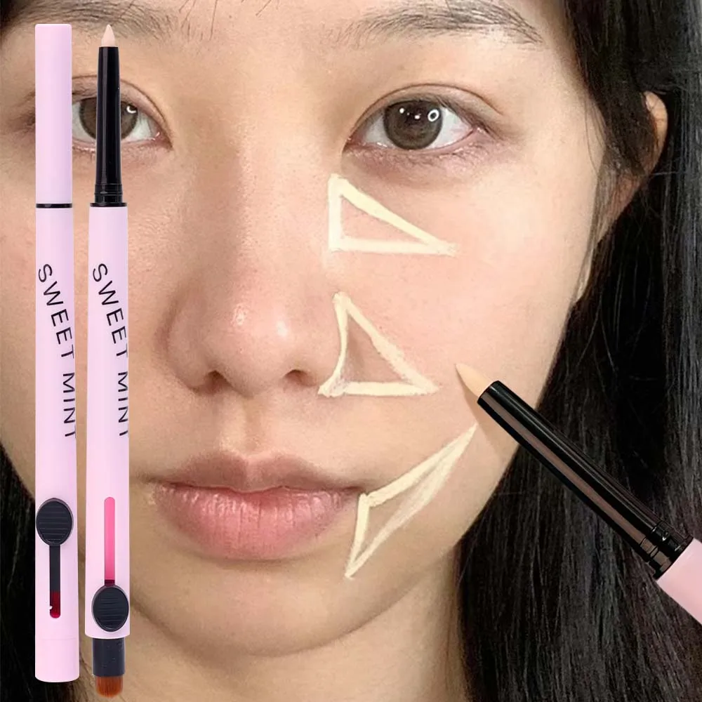 2 In 1 Mozaïek Concealer Pen Glad Onzichtbaar Oog Donkere Kringen Crème Waterdichte Natuurlijke Dekking Concealer Met Borstel Foundation