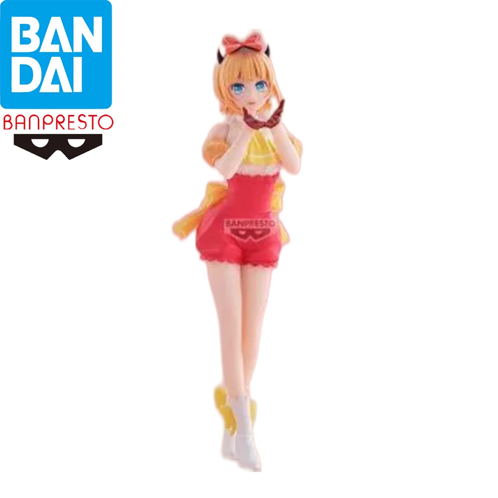 Коллекционная фигурка Bandai Banpresto Oshi No Ko: Мем-Чо в костюме айдола с красным бантом и рожками, в милой позе стоя, аниме-модель, подарок, игрушка