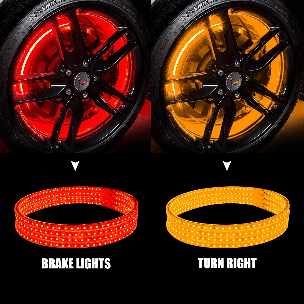 Double Side Brightest 17INCH Blue Tooth RGB Wheel Tire Car Truck Light, RGB Colors Flashing Changing Wheel Light For Motorcycle