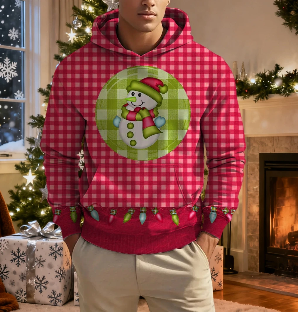 الرجال عيد الميلاد الرنة طباعة هوديي الحيوان الكرتون نمط البلوز عارضة لطيف البلوز المتضخم المتناثرة للجنسين الملابس #5