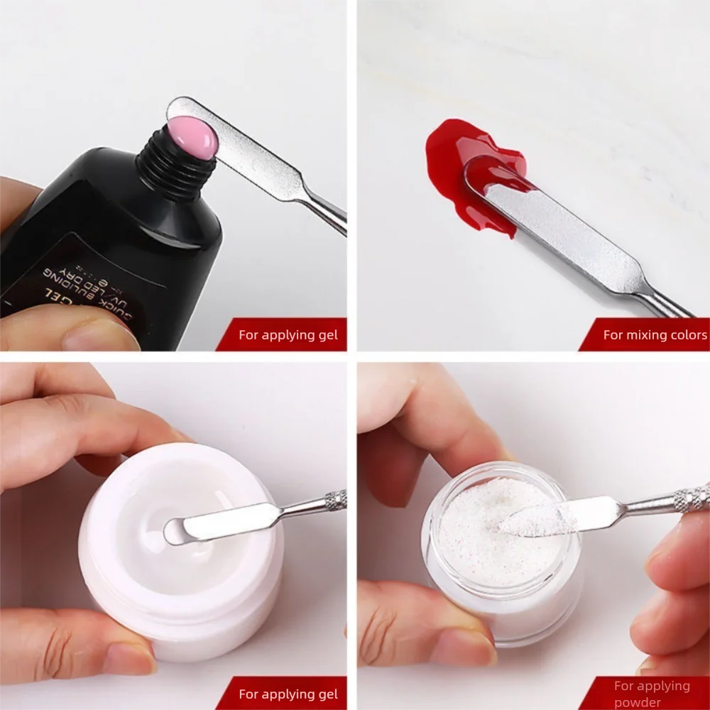 Durable 2 IN 1 Gel Brush & Picker Dual Ended Portable Nail Brush and Spatula Nails Extension Gel Tool