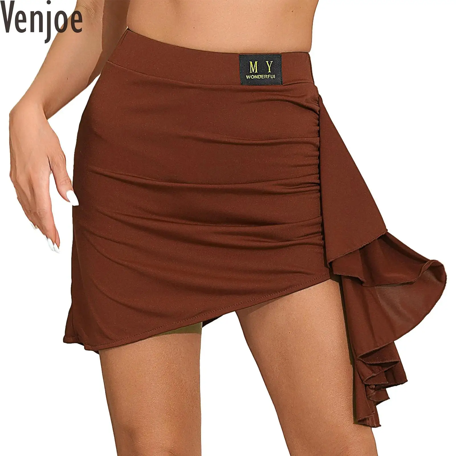 Dames Latin Dance Praktijk Performance Kostuum Ruches Ruches Latin Dansrok Ballroom Cha-Cha Samba Dans Mini Rokken