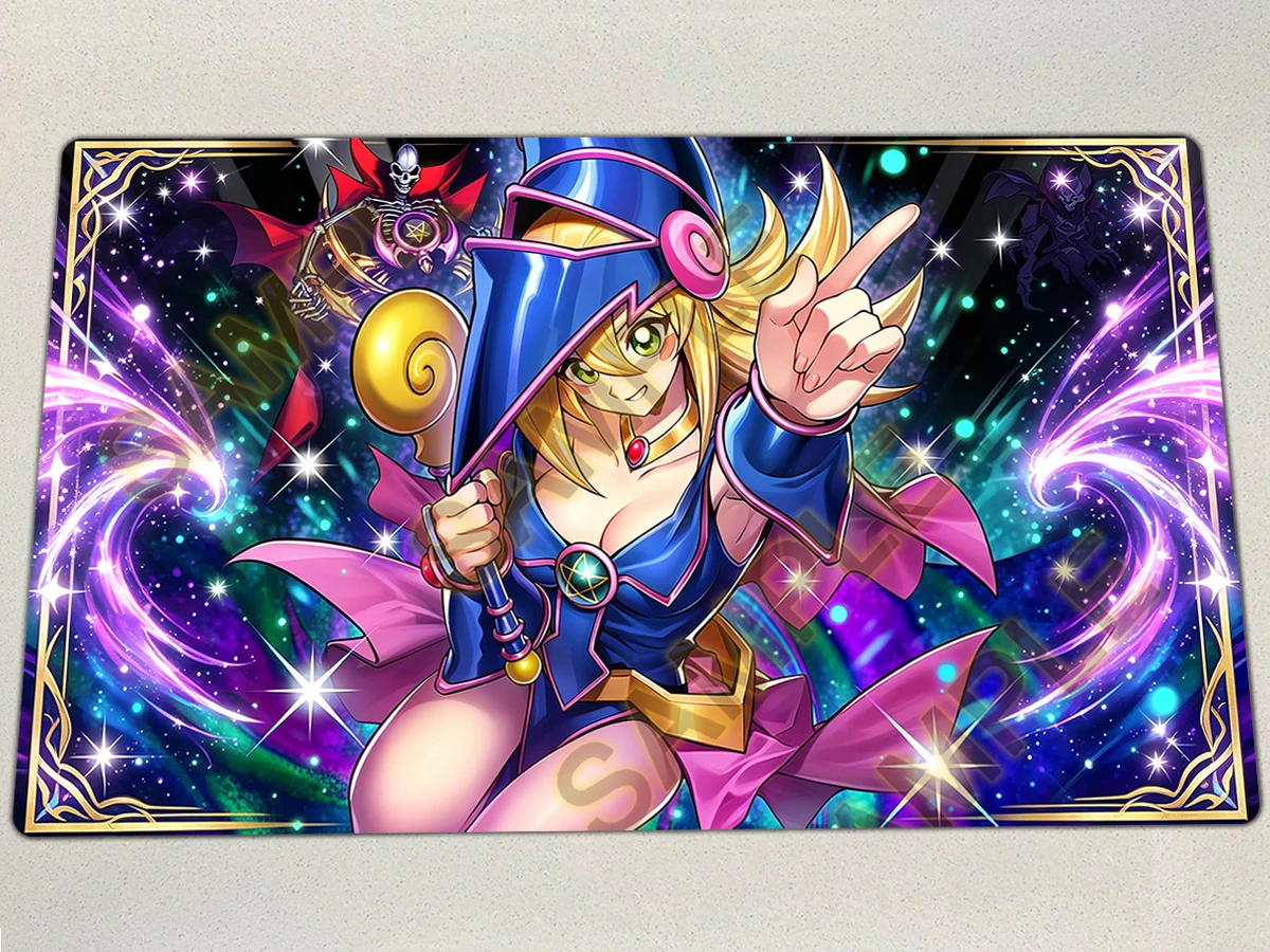 YuGiOh Playmat Dark Magical Curtain TCG CCG Mat Dark Magician Girl Trading Card Game Mat Rubber Mouse Pad Free Bag 600x350x2mm