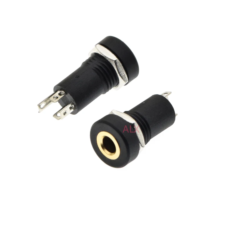 5PCS PJ392A 3.5MM Audio Jack Socket 3/4 Pole Black Stereo Solder Panel Mount Gold With Nuts PJ-392A