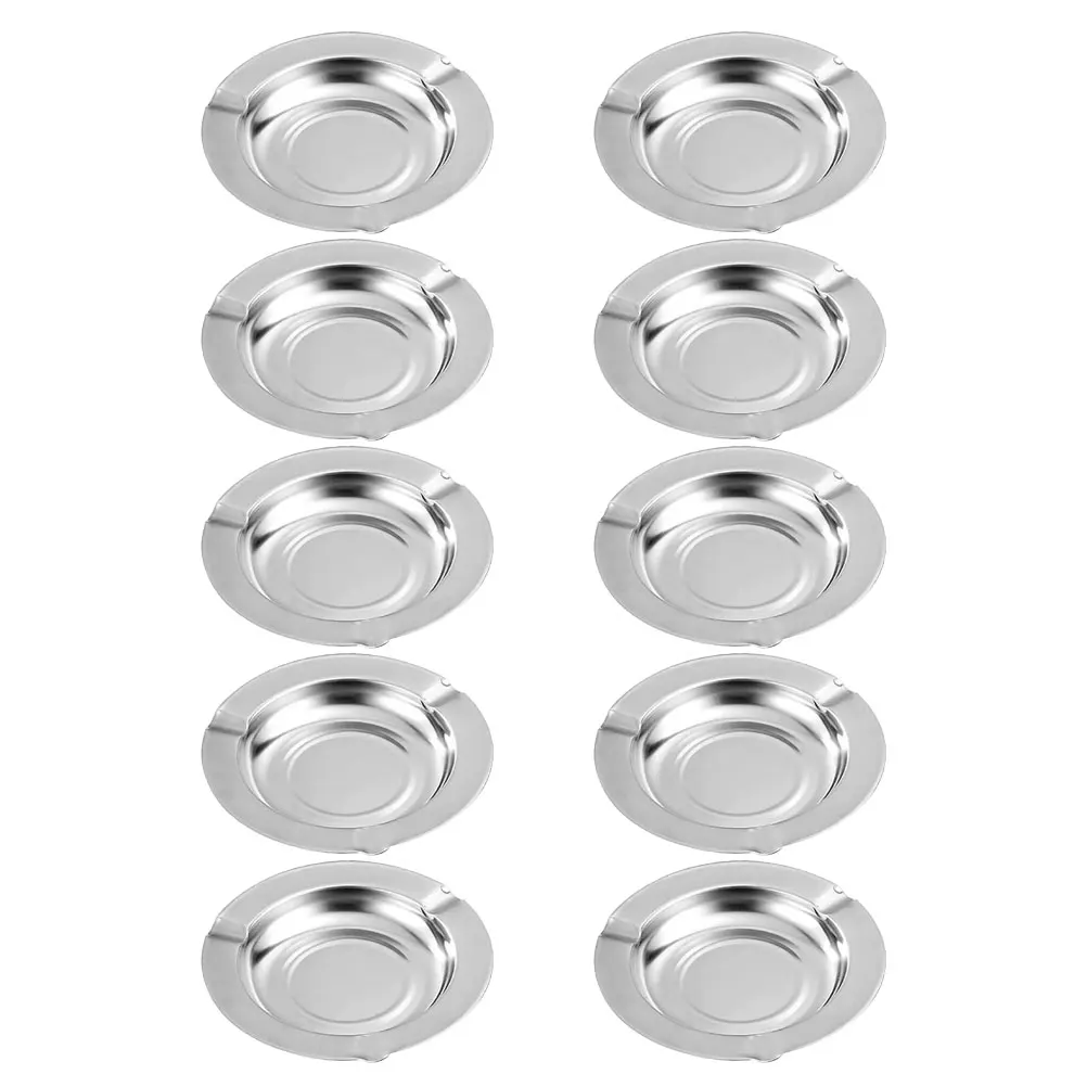 

10PCS Stainless Ashtray Stainless Steel Cigarette Ashtray Silver Rotating Windproof Creative Design for Home Hotel Party