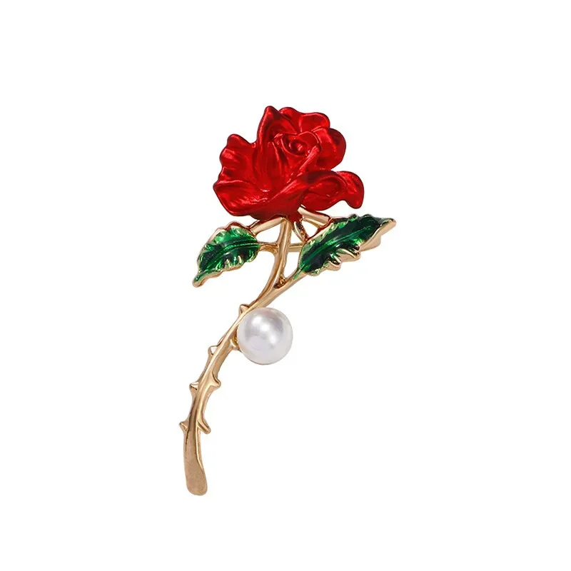 1Pc Beautiful Red Rose Brooch for Women Men Exquisite Flower Plant Brooches Pins Jewelry Trendy Accessories Party Gifts 2026