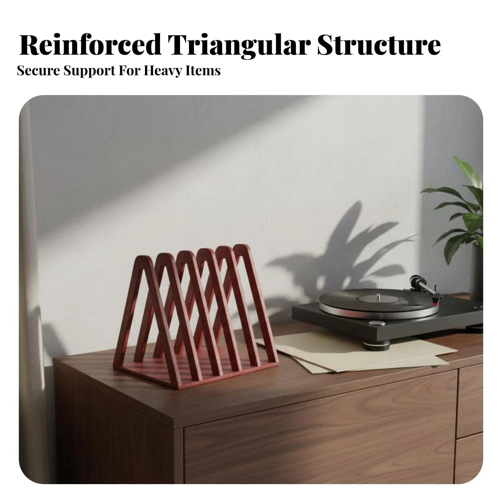 Sturdy Record Holder for Vinyl Display Rack Carbon Fiber PLA Material Triangular Design Desktop LP Organizer Shelf Small
