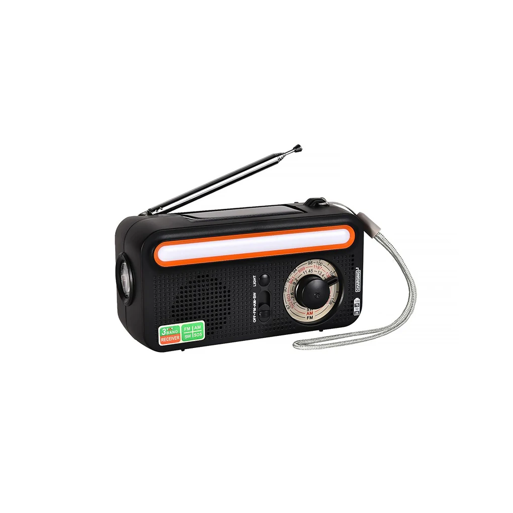 Solar Power Hand Crank Emergency Rechargeable AM FM SW Radio With 2000mAh Power Bank Flashlight Reading Lamp SOS Alarm
