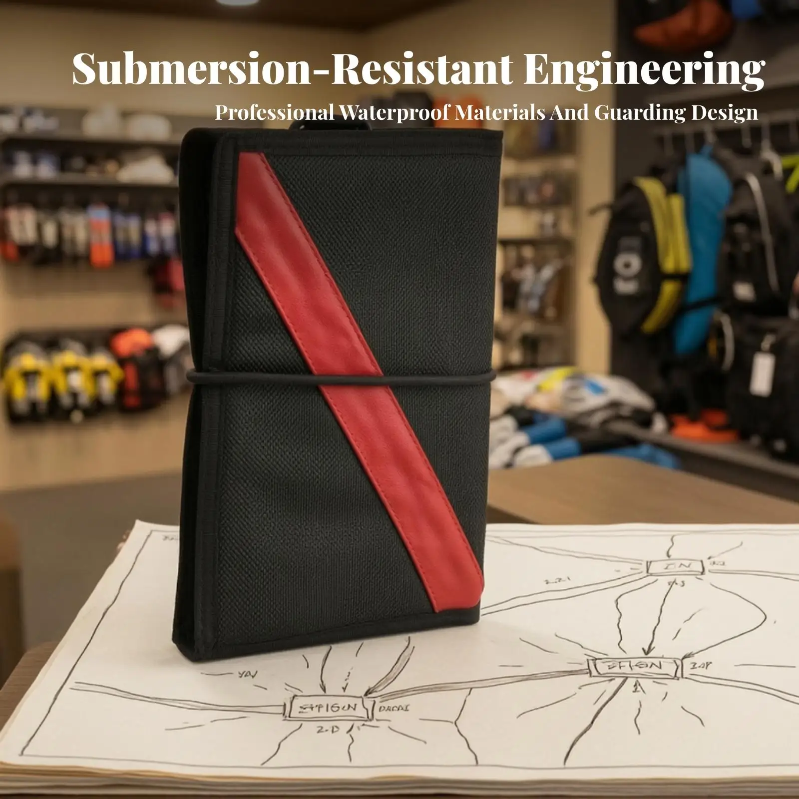 Compact Underwater Notebook | Elastic Retaining Cord, Scuba Diving Logbook with