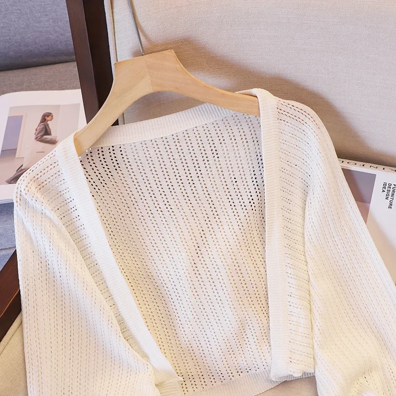 

Женский кардиган, летнее французское тонкое свободное вязаное пальто с рукавами «летучая мышь», однотонная шаль с длинными рукавами, верхняя одежда, женская одежда