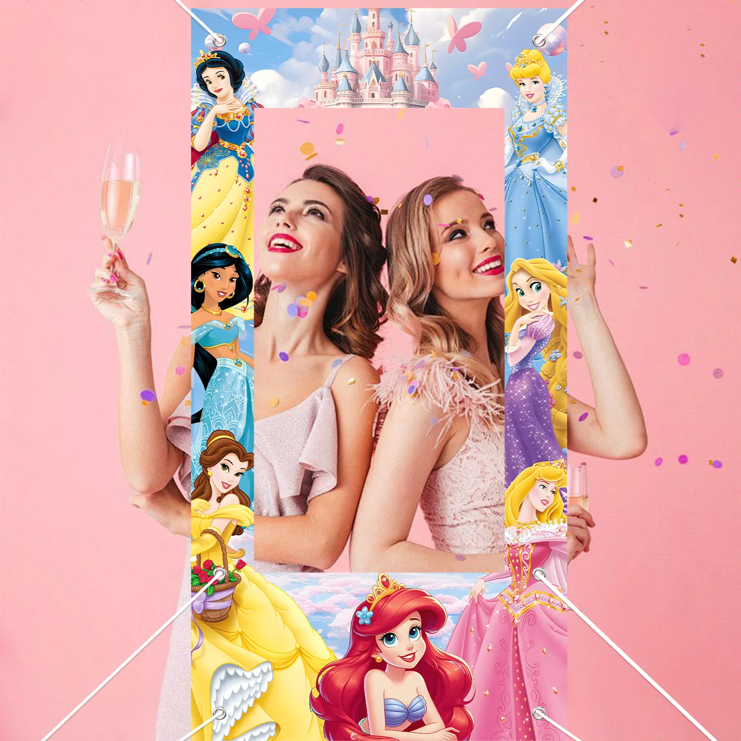 إطار صور لموضوع الأميرة السابعة، إطار صور لحفلات أعياد ميلاد الأطفال، دعائم خلفية لتزيين حفلات الأطفال