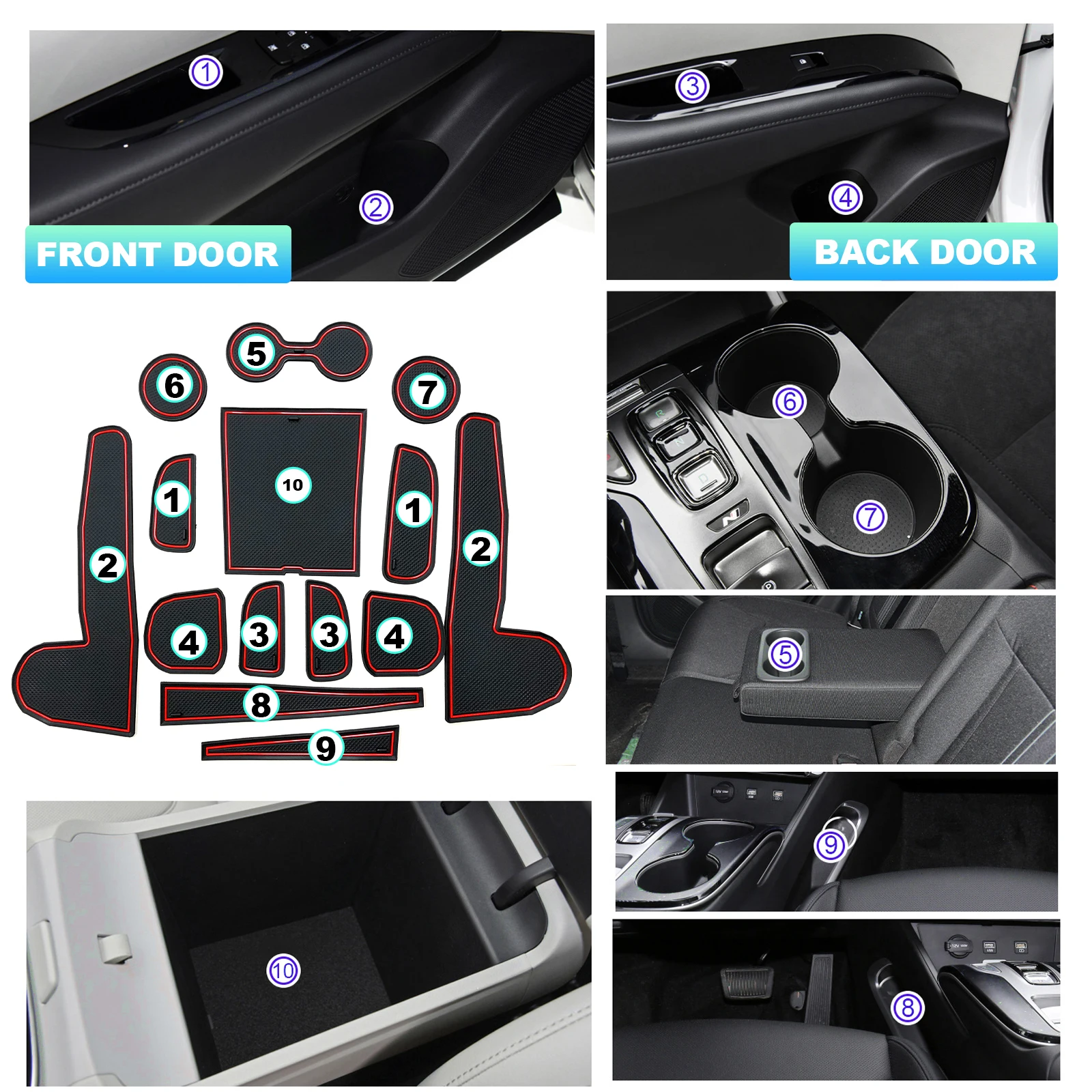 LFOTPP Car Door Groove Mat for Tucson NX4 2021 2022 2023 Anti-Slip Door Gate Slot Pats Auto Interior Tucson NX4 Accessories 2023