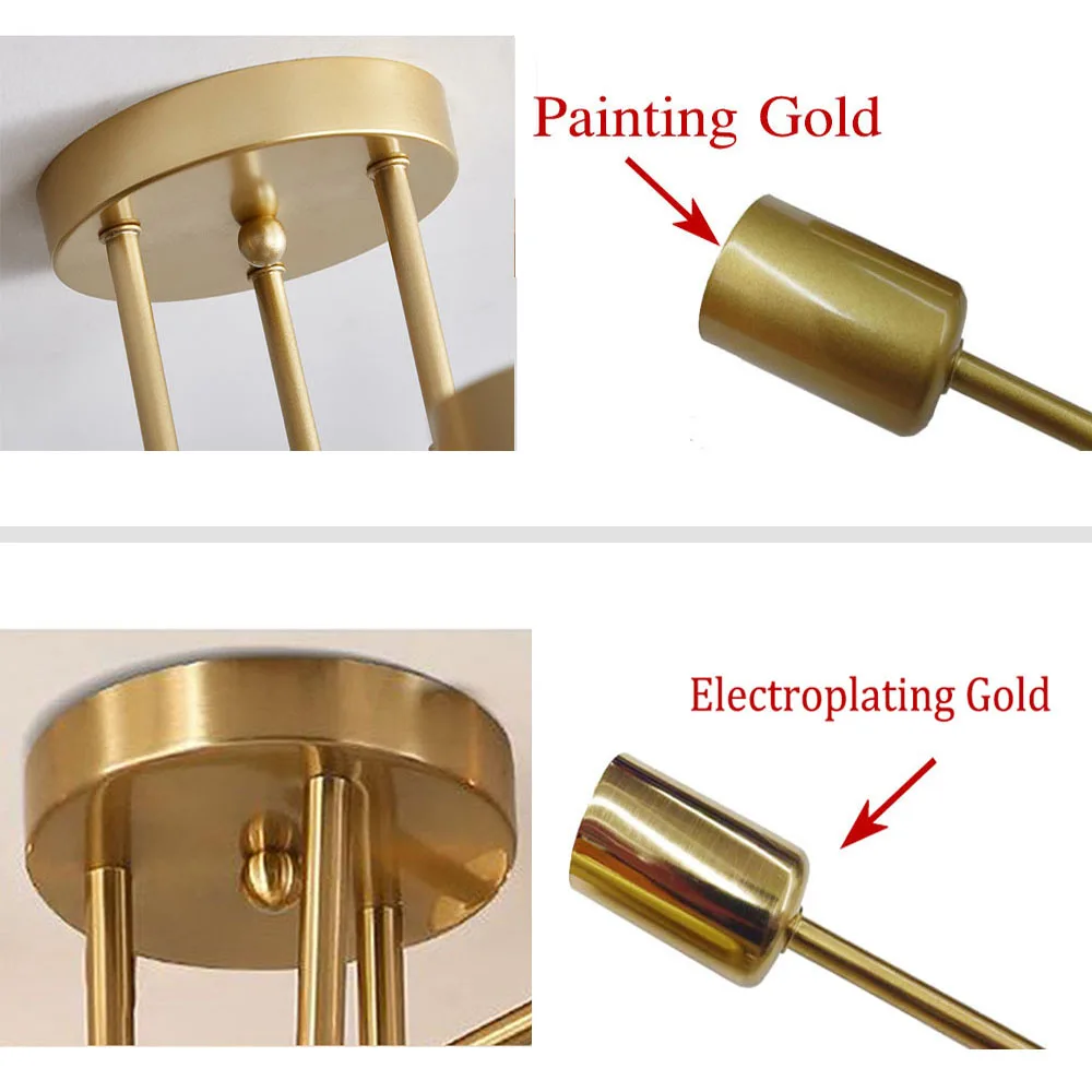 Lámpara colgante nórdica moderna, lámpara LED de techo, lámparas de montaje semiempotrado, candelabros de hierro industriales, decoración del hogar