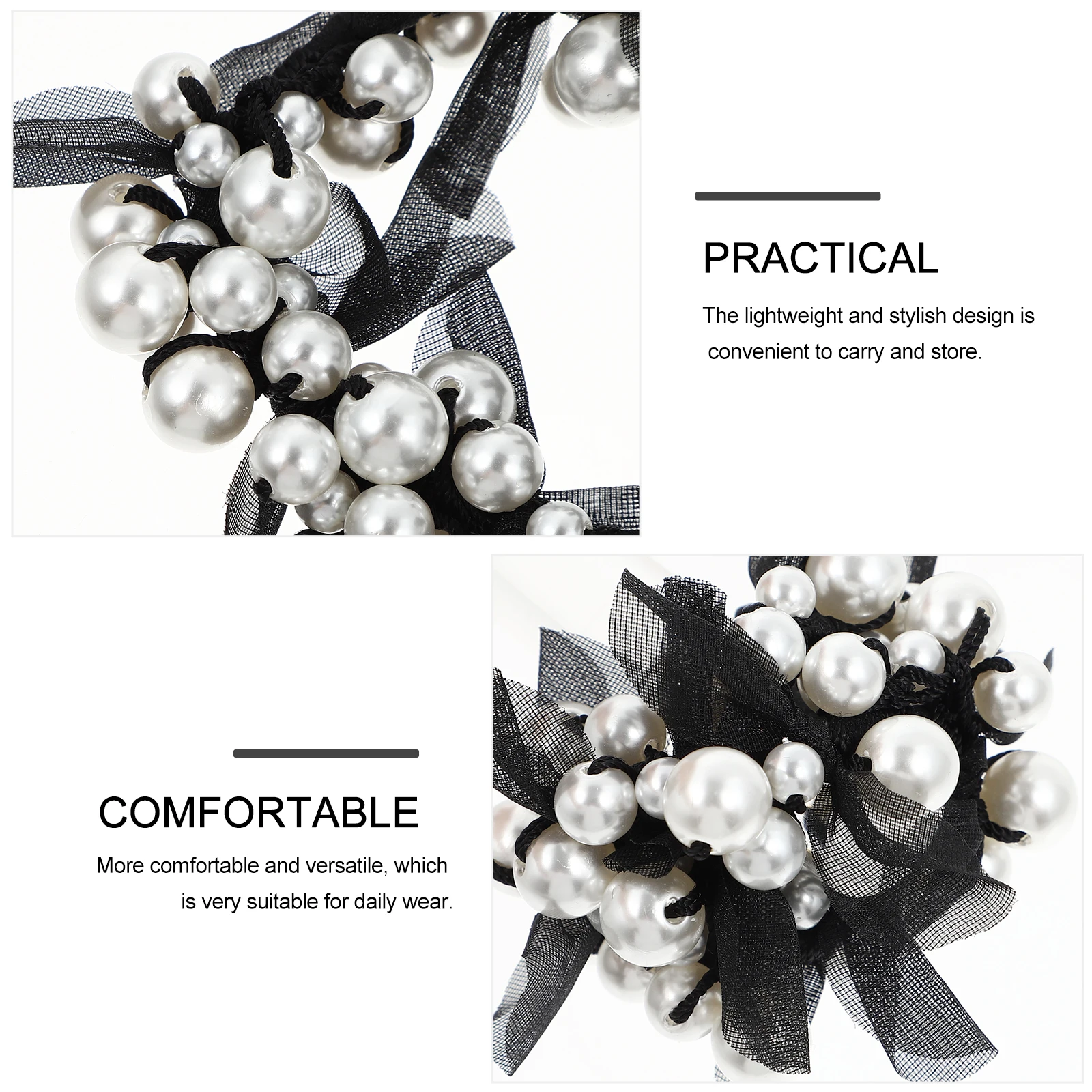 

1pc Pearl Hair Rope Lace Design Elegant Hair Band For Women Girls Fashion Ponytail Holder Bun Rubber Band Female Elastic Loop
