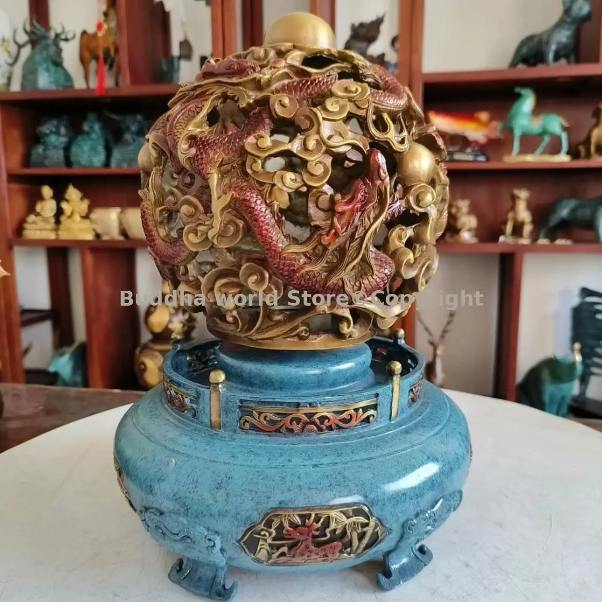 2025 GOOD LUCK FENG SHUI talisman 9 dragons royal universe power treasure bowl bronze Carving home office room club decoration