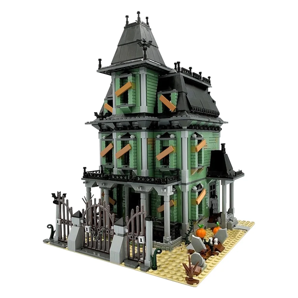 MOC Monsters Haunted Mansion Building Blocks Horror Lovers Creepy Gothic Castle Model Brick Toy for Adults