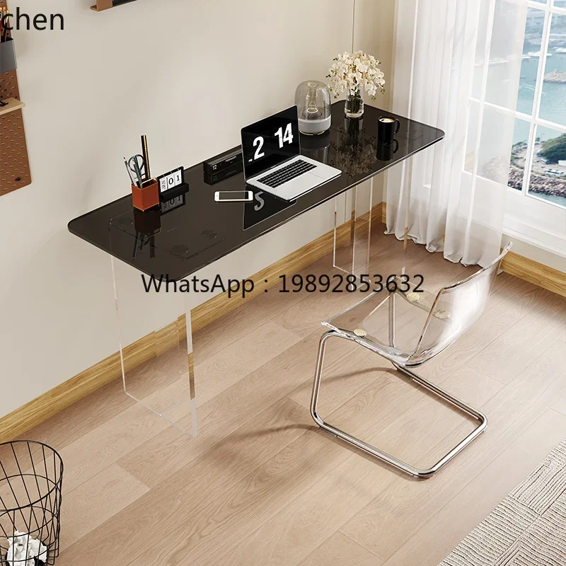 i7 acrylic suspended computer desk small apartment long desk glass office study table
