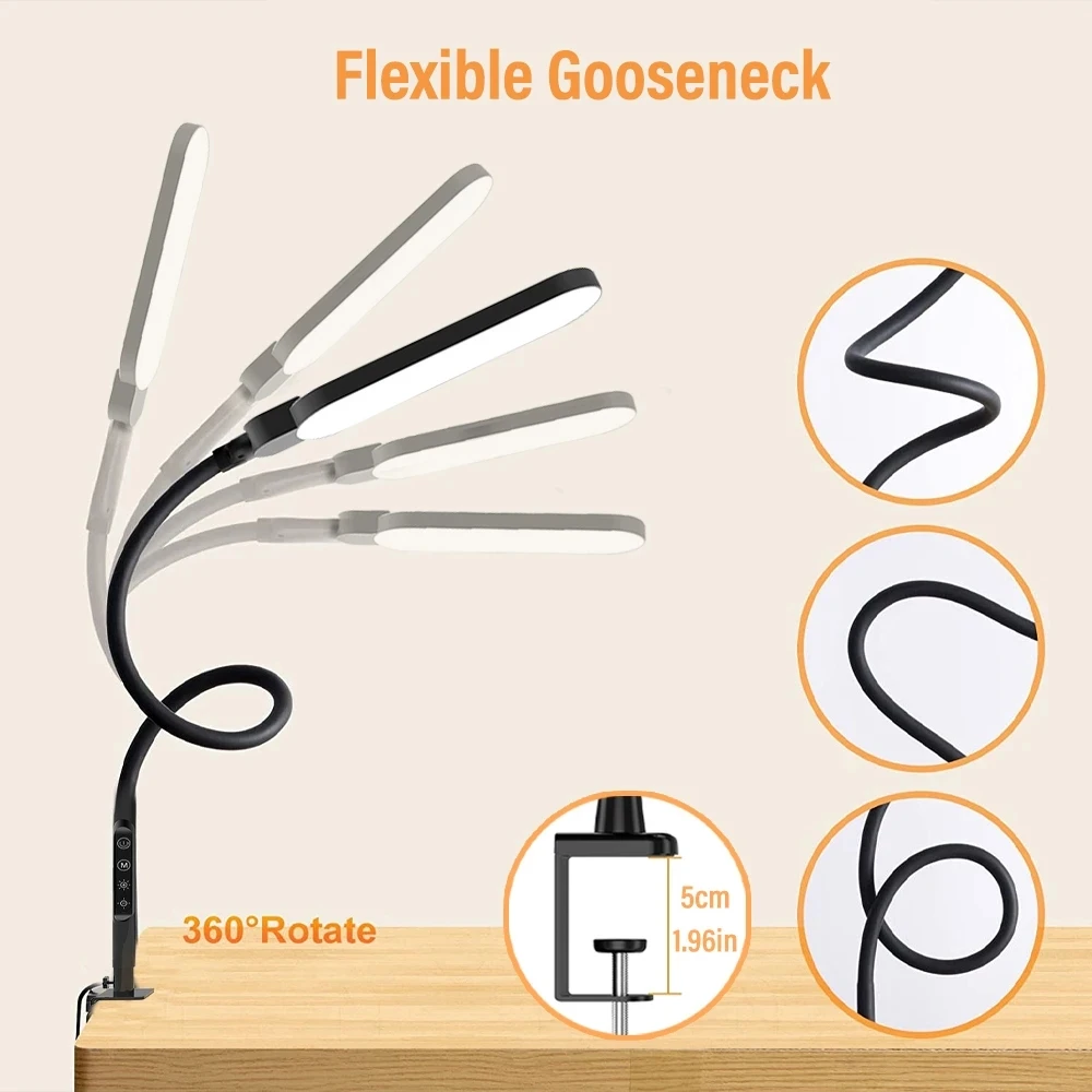 Imagem -04 - Clipe tipo Longo Braço Abajur Conduziu Controle Remoto Escurecimento Escritório Estudo Leitura Proteção para os Olhos Lâmpada de Mesa Luz de Tela de Computador