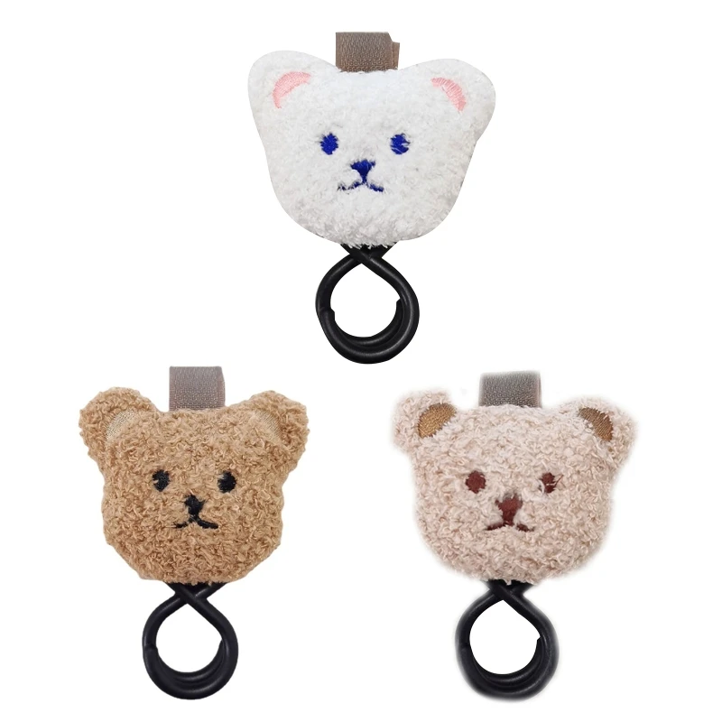 

77HD Cartoon Plush Bear for Doll Baby Stroller Hook Multifunctional Mommy Bag Hanger Wheelchair Car Clip for Diaper Purse