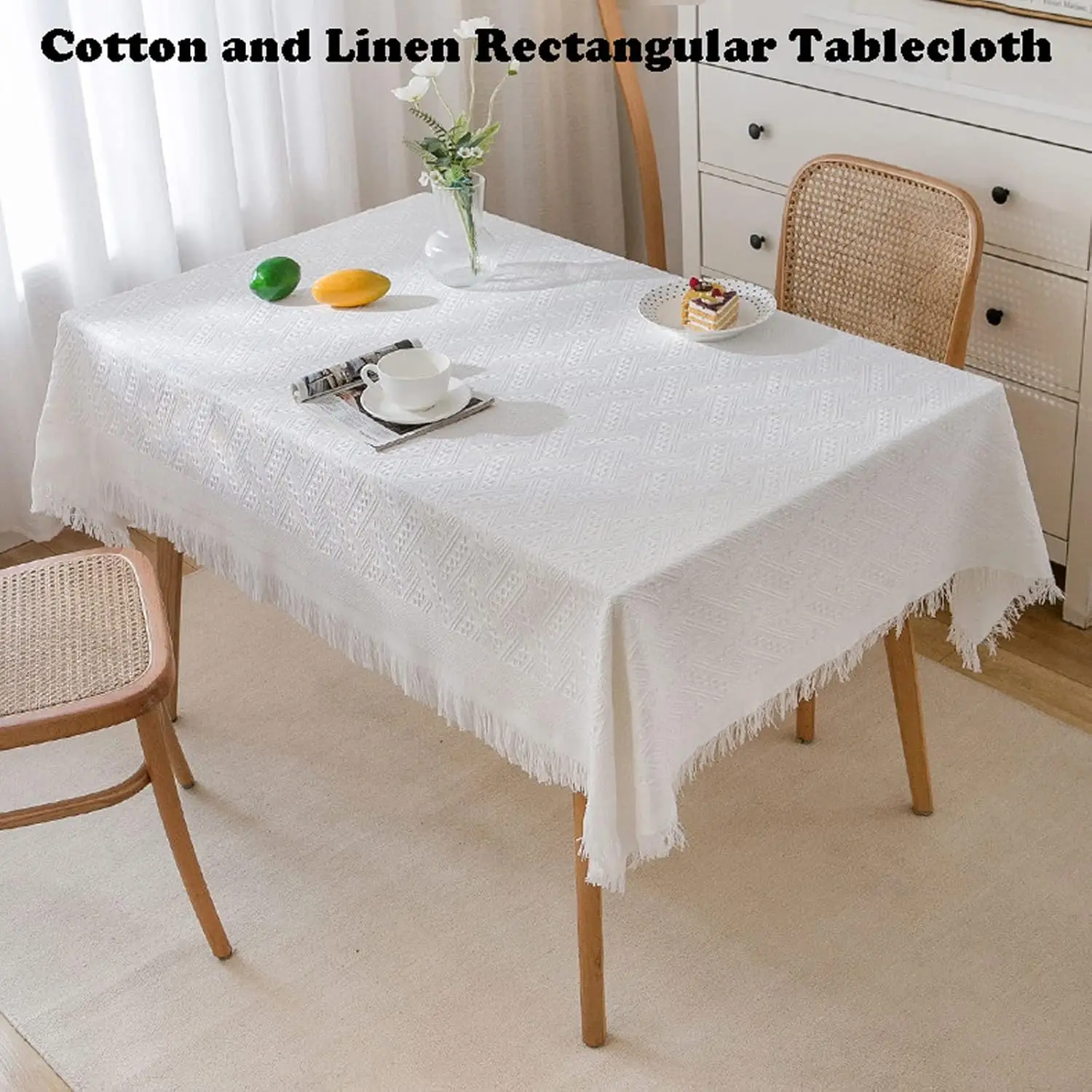 Rectangle Table Cloths 71x91 inch, Heavy Duty Cotton Linen Fabric Tablecloth, Washable Table Cover, Tablecloths for Dining Room