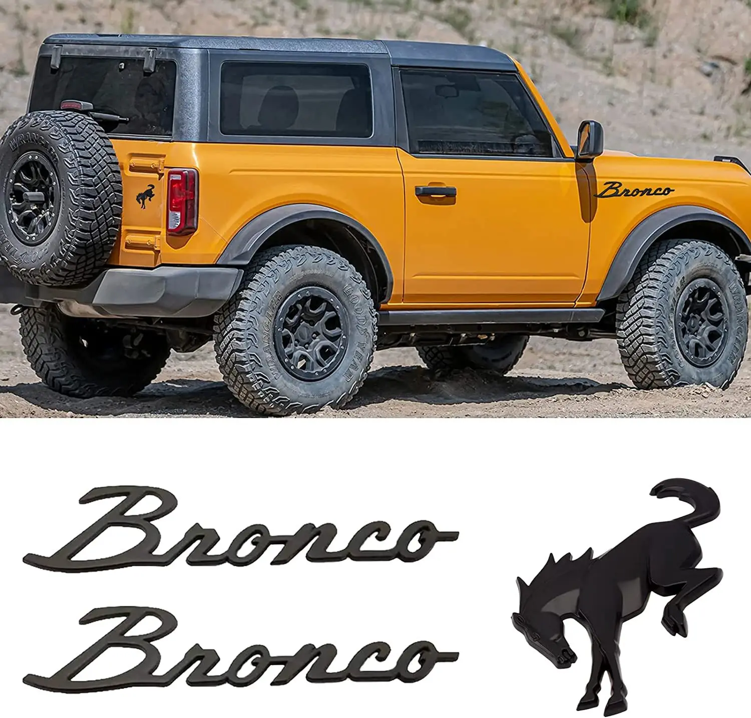 2pcs Car 3D Metal Emblem Badge Decals Sticker For Ford Bronco 2022 2023 Sport Logo Trunk Body Fender Styling Sticker Accessories