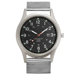 Montre Homme Students Original Brand Watches Men Simple Stainless Steel Band Calendar Quartz Vintage Watch Black Reloj Hombre
