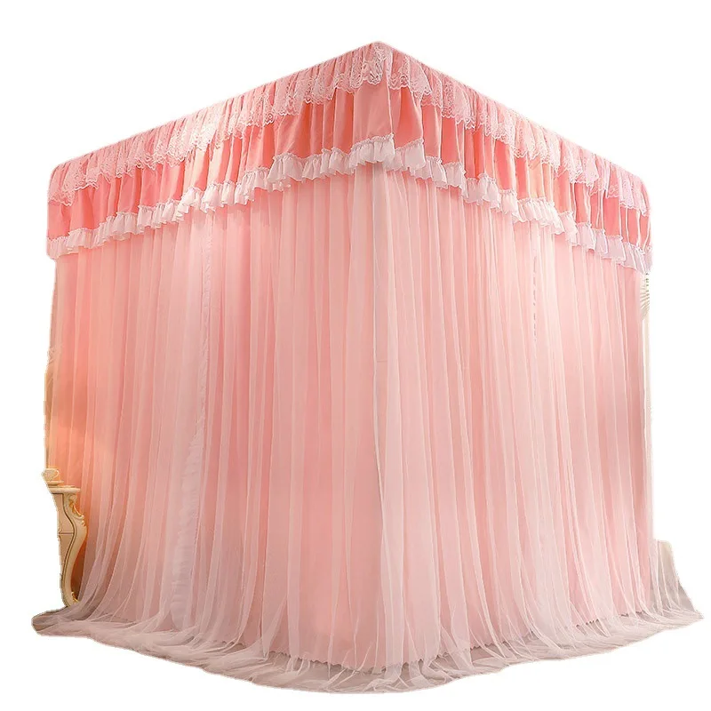 

New Blackout Dust Mosquito Net Bed Curtain One Household Floor Type Triple Door Princess Wind Bed Curtain Mosquito Net Canopy