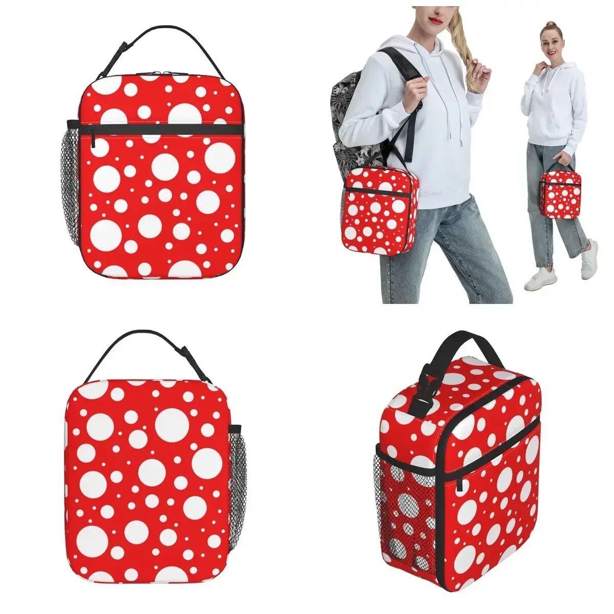 Insulated Lunch Box Japanese Artist Yayoi Kusama Inspired Dots Merch Abstract Food Box Causal Thermal Cooler Bento Box