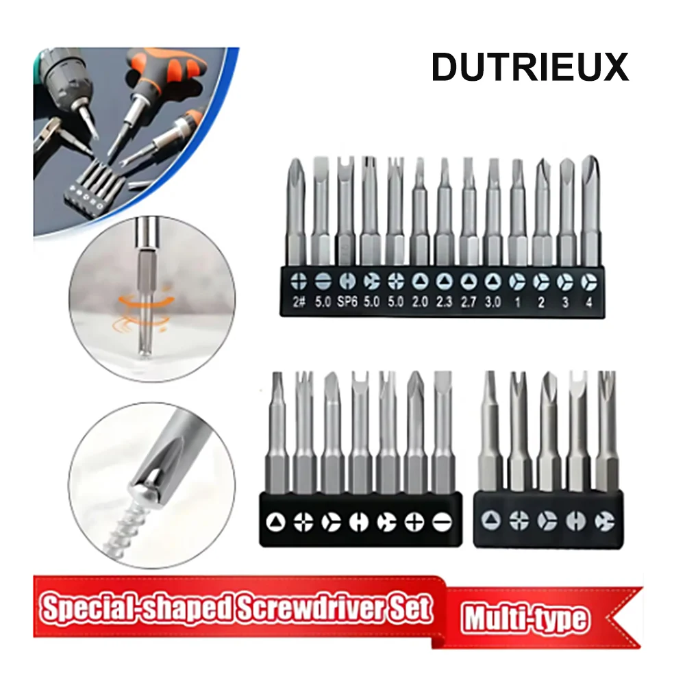 DUTRIEUX 5/7/13pcs Shaped Bits Set Hexagonal Handle Interface Bits U/Y-shaped Triangle Household Appliance Repair Screwdriver