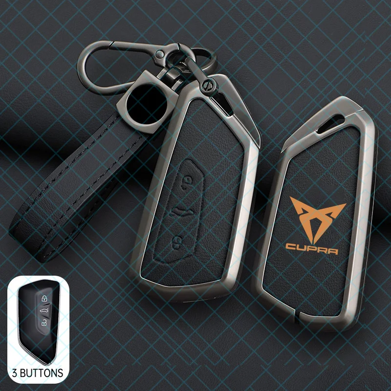 Nueva funda protectora de aleación de zinc y cuero para llave de coche, compatible con SEAT Cupra FR Leon Arosa Tolendo Exeo Raval valve core