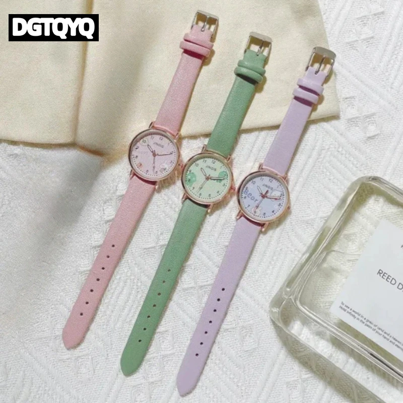 New Casual Girls Wristwatch Cute Leather Children's Watches Students Cartoon Pink Clock Gift Kids Watch relojes para niños