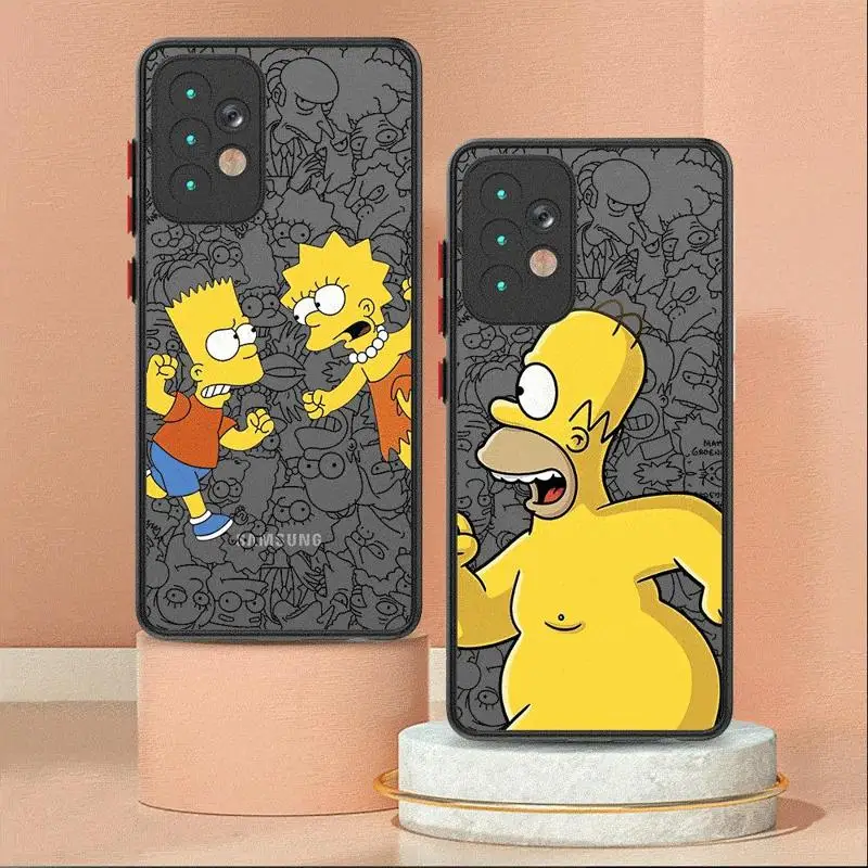 Case For Samsung Galaxy  A54 A53 A52 A14 A12 A32 A21s A23 A51 A33 A71 A24 A22 A72 Phone Cover Funny Cartoon Homer Simpson Family