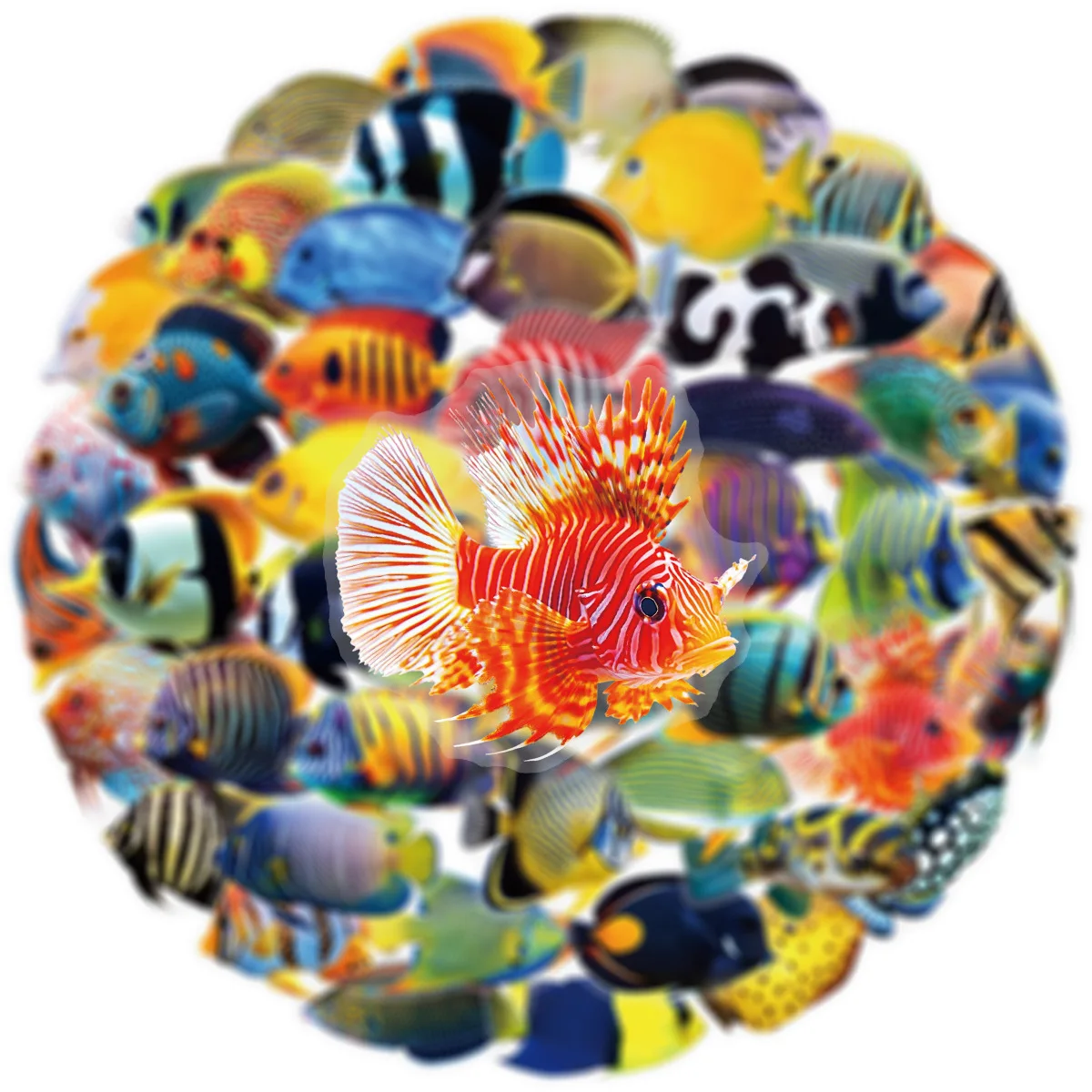 50/100 szt. Przezroczyste naklejki PET z motywem ryb morskich, błazenów, grube, wodoodporne, na obudowę telefonu, album, walizkę, kubek, akwarium