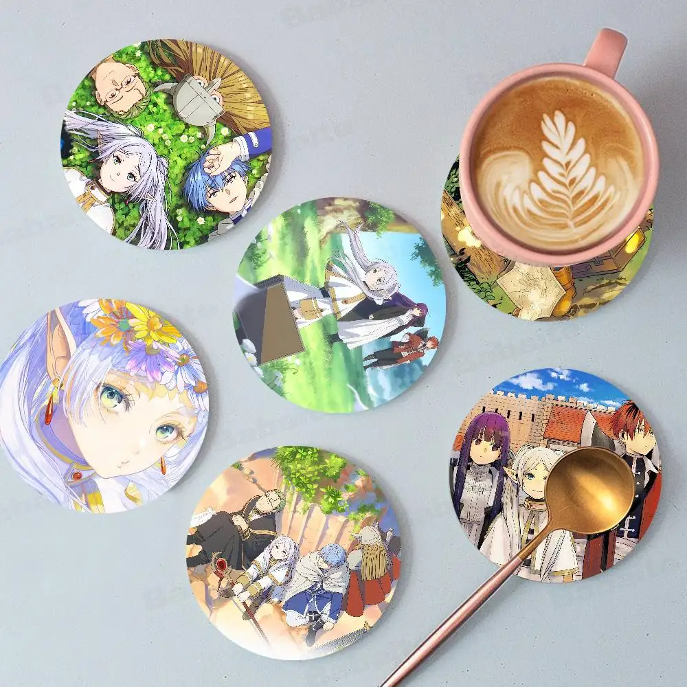 

Japanese Anime Frieren Beyond Journeys End Wooden Coaster Colour Printing Cup Mat Home Desk Decoration Gifts