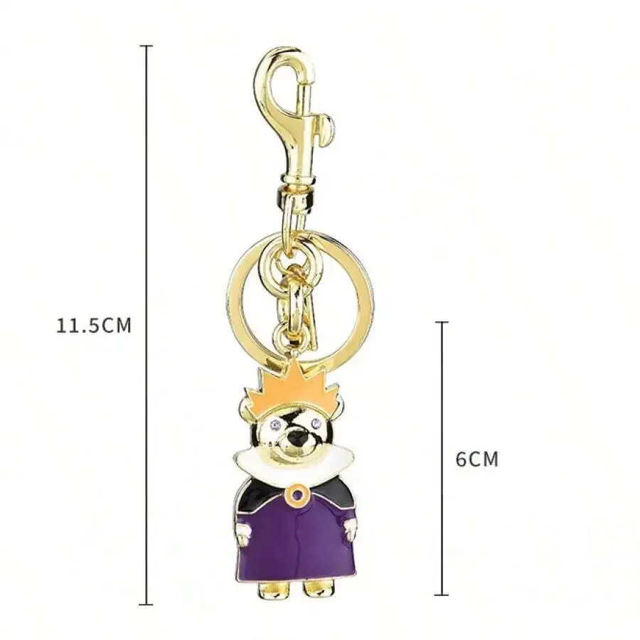 Alloy Teddy Bear Keychain with Crown Design