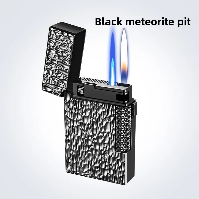 

New Langsheng Double Fire Switching Grinding Wheel Metal Electroplating Series Inflatable Lighter Douyin Kuaishou Gift Lighter