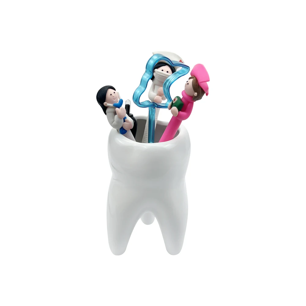 حاوية أقلام سيراميك على شكل أسنان لمكتب المكتب الإبداعية قلم رصاص القلم التخزين حامل مُنظِم حامل عيادة طب الأسنان هدايا جديد #2