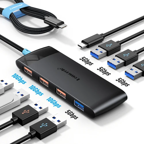 Lemorele TC110 8 puertos USB C 10Gbps Hub USB tipo C a USB 3,2 Gen datos 3 puertos adaptador Hub para ordenador accesorios de oficina