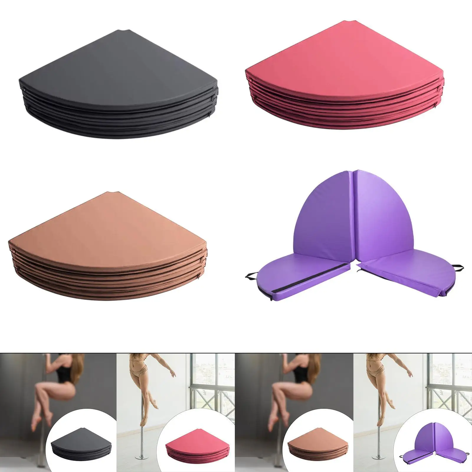 Round Yoga Mat Folding Pole Dance Mat Floor Protection Lightweight Gymnastics