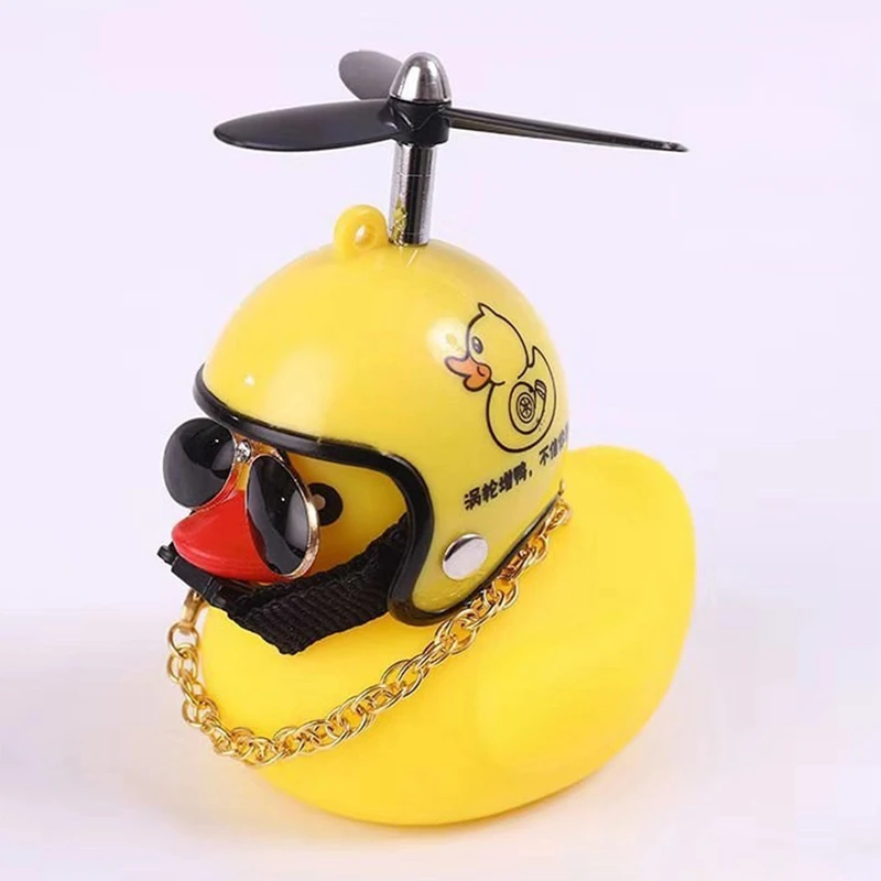 1PC Cute Little Duck With Helmet Pendant Rubber Duck Road Bike Motor Helmet Riding Bicycle Accessories Auto Internal Decoration