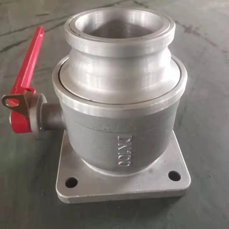 Sewage Truck Accessory Valve, 4/6 Inch Stainless Steel Ball Valve, DN100/150 Sewage Valve with Square Aluminum Outlet.