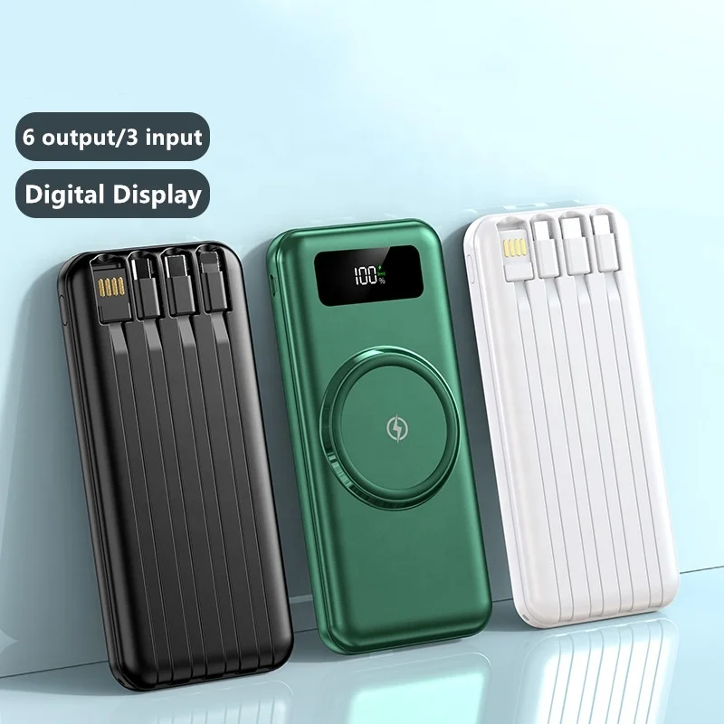 باور بانك 30000 مللي أمبير في الساعة شحن سريع لاسلكي 20000 مللي أمبير باور بانك شاحن متنقل أسرع بطارية احتياطية مع كابلات لهاتف آيفون وشاومي #3