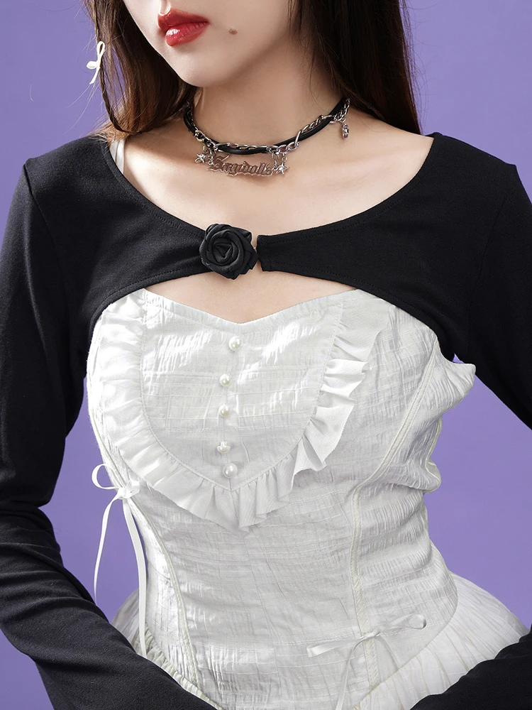 

Куртка SagiDolls Dark Rose без рукавов, женская, в милом стиле, модная верхняя одежда, защита от УФ-излучения, универсальная, с длинными рукавами...