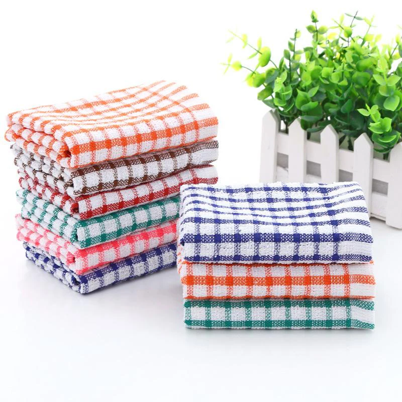 Kitchen Towel Tea Towel Dish Cloth Absorbent Cotton Jacquard Plaid Towel