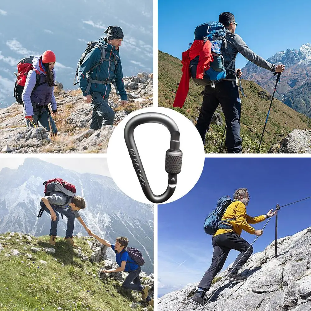 1PC Aluminium Legierung Karabiner Sicherheit Schnalle Schlüsselbund Mit Schloss Klettern Taste D-form Karabiner Camping Wandern Haken Multi farben – Detail 10