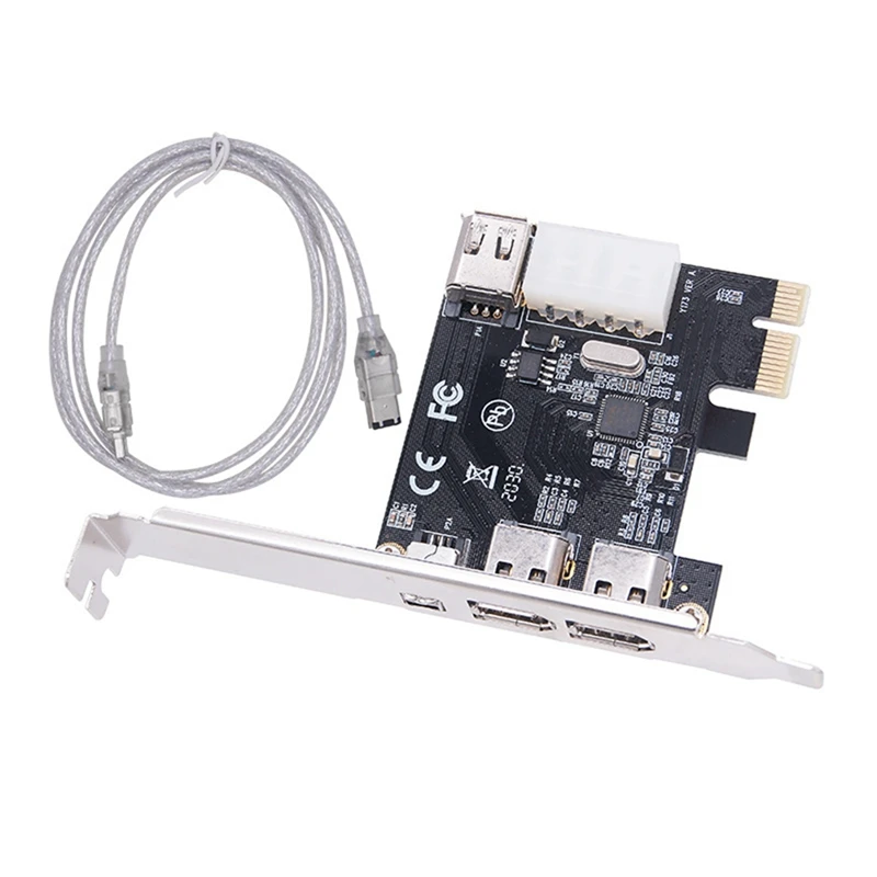 Adapted for PCI-E 1X 1394 4 Port DV HD Video Capture Card Firewire Card 800/400/200/100Mbps Supports Hot-Swapping for Desktop XY
